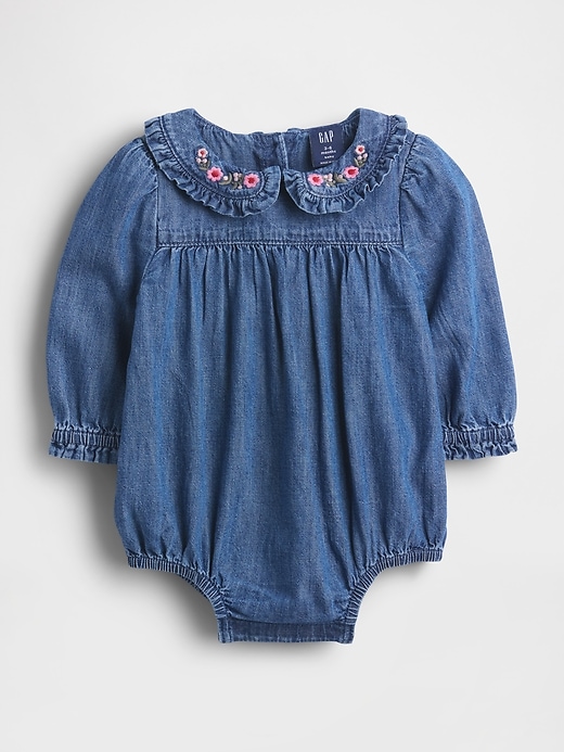 baby-jeans-body mit rüschenkragen