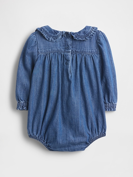 baby-jeans-body mit rüschenkragen
