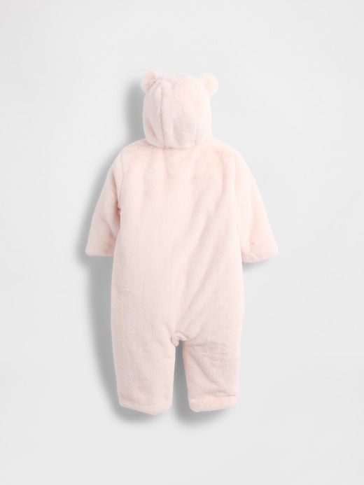 baby-einteiler mit bärenkapuze aus kunstfell
