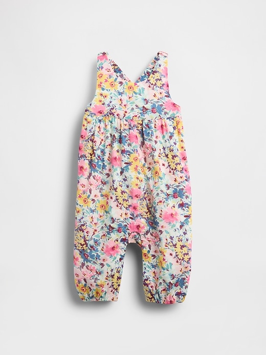 baby-einteiler mit rüschenrücken und blumenmuster