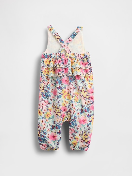 baby-einteiler mit rüschenrücken und blumenmuster