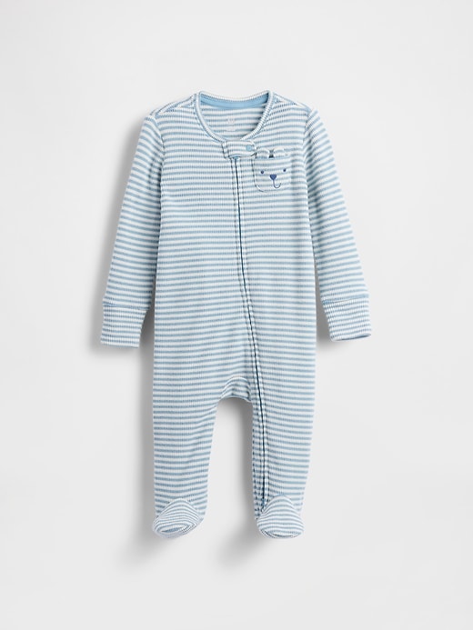 baby softspun waffel-bären-einteiler mit taschen und füßen