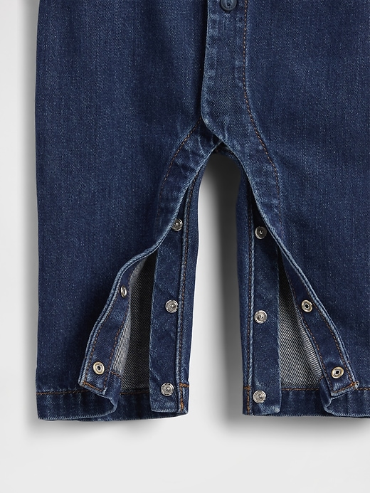 baby-denim-overall mit bärenlogo