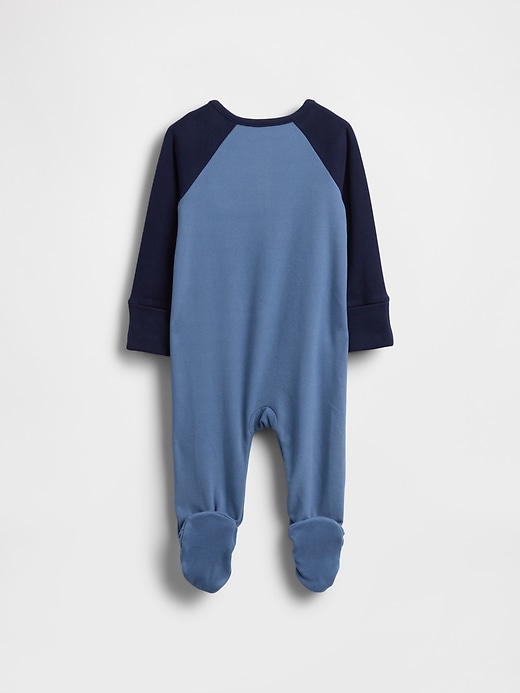 baby softspun colorblock henley einteiler mit füßen