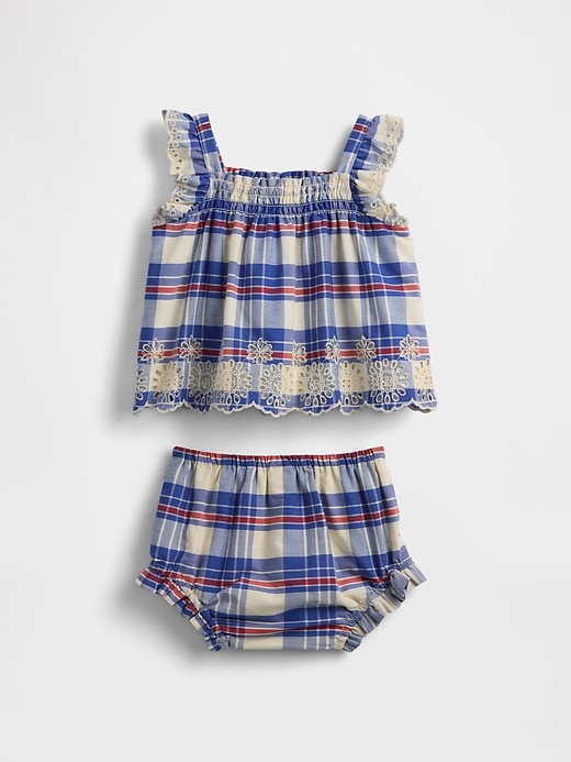 baby-popeline-outfit-set mit lochstickerei