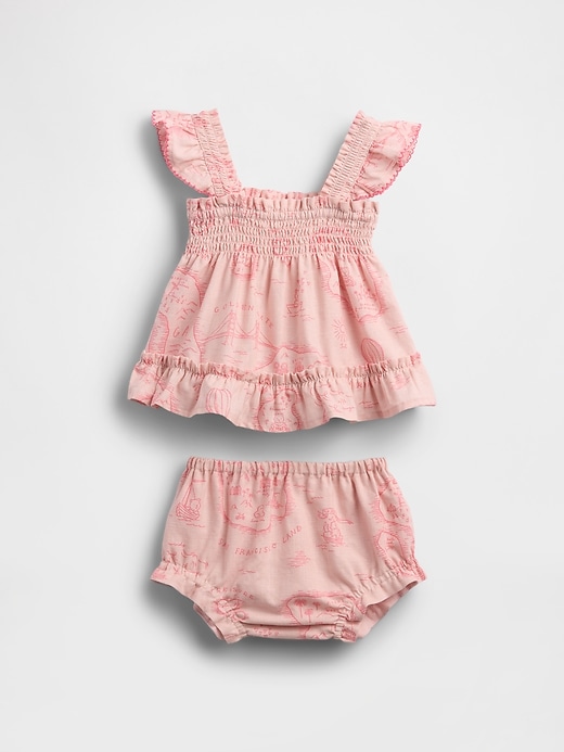 baby-outfit-set aus leinen und baumwolle toile-muster