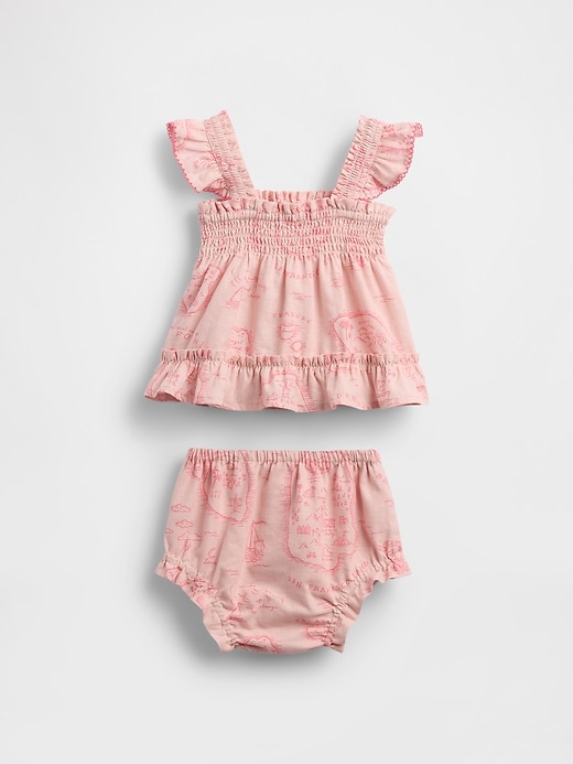 baby-outfit-set aus leinen und baumwolle toile-muster