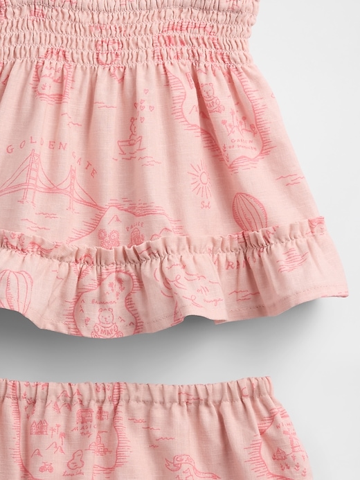 baby-outfit-set aus leinen und baumwolle toile-muster