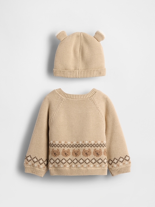 baby-sherpa-gefüttertes bären-cardigan-set