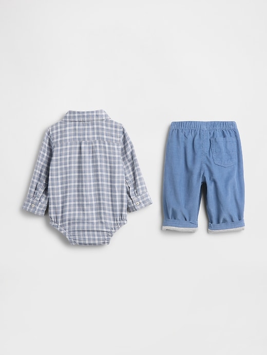 baby-outfit-set aus flanell und cord