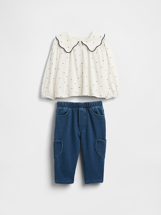 baby-outfit-set oberteil mit kragen und hose zum Überziehen