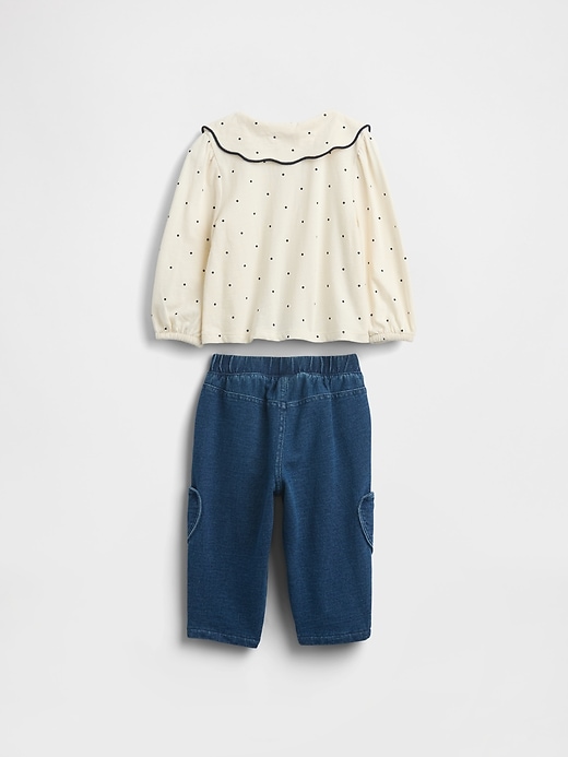 baby-outfit-set oberteil mit kragen und hose zum Überziehen