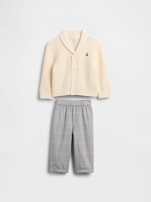 baby-schal-strickjacken-outfit-set
