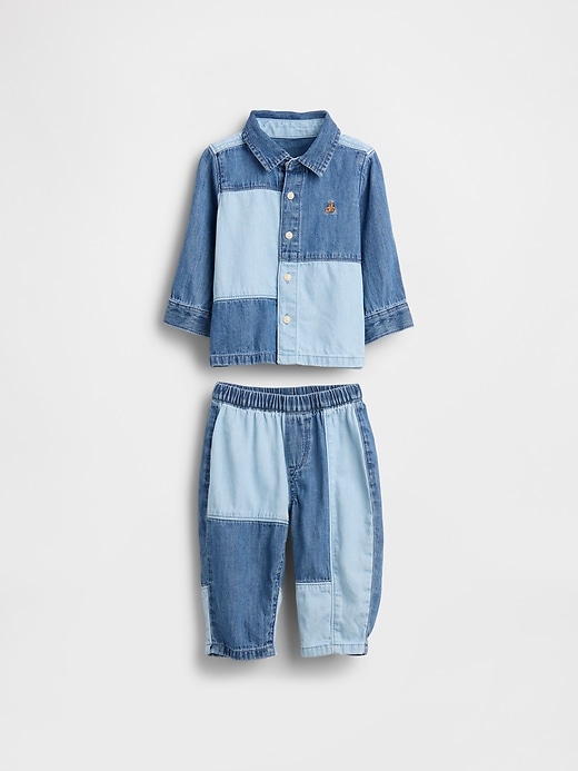 zweifarbiges baby-denim-outfit-set