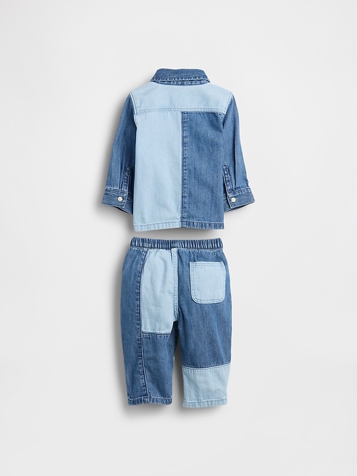zweifarbiges baby-denim-outfit-set
