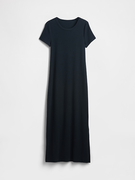 modernes rippstrick-maxi-t-shirt-kleid