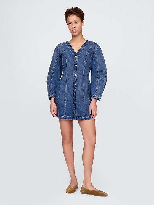 jeans-minikleid mit tonnenärmeln