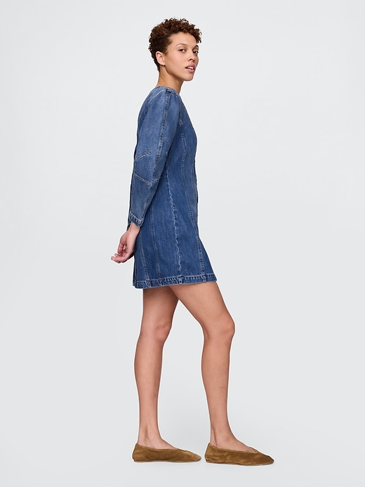 jeans-minikleid mit tonnenärmeln