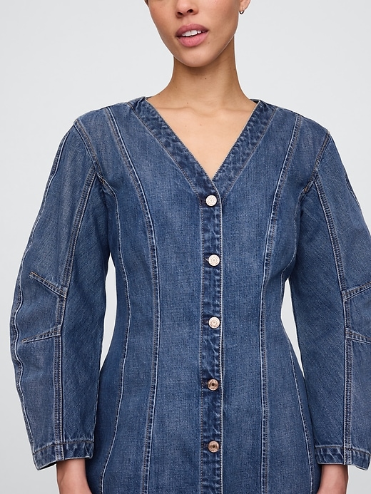 jeans-minikleid mit tonnenärmeln