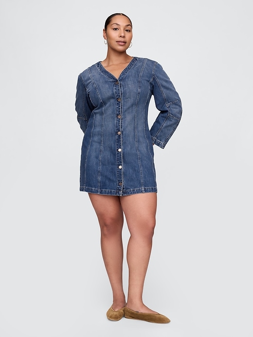 jeans-minikleid mit tonnenärmeln