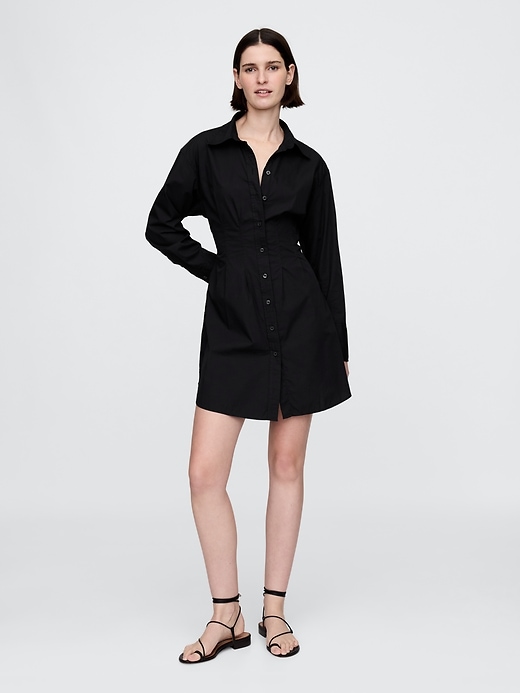 mini-hemdkleid aus bio-baumwollpopeline
