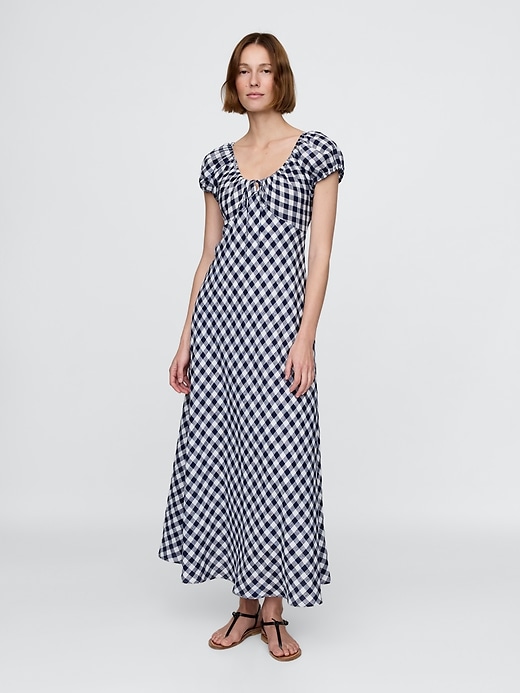 gap × dÔen midikleid aus 100 leinen mit vichy-karo