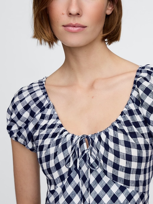 gap × dÔen midikleid aus 100 leinen mit vichy-karo