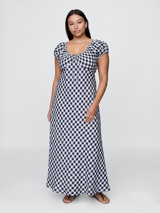 gap × dÔen midikleid aus 100 leinen mit vichy-karo