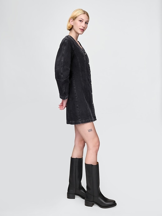 jeans-minikleid mit tonnenärmeln
