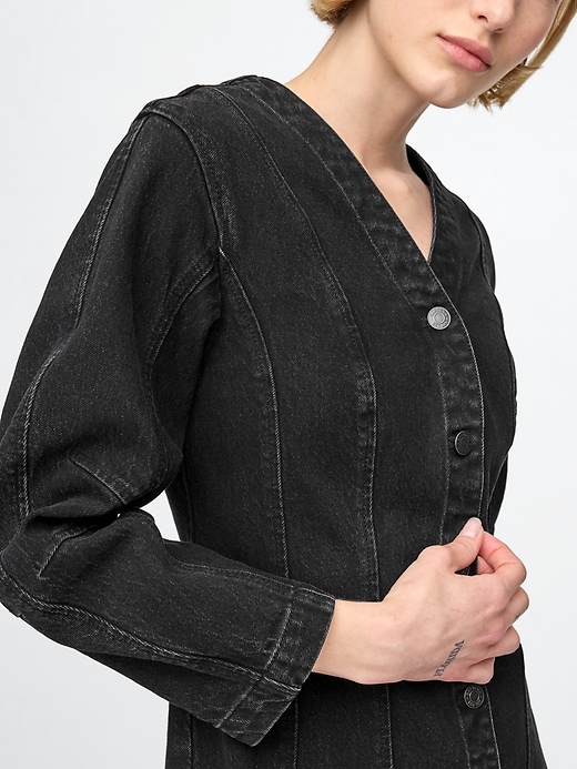 jeans-minikleid mit tonnenärmeln