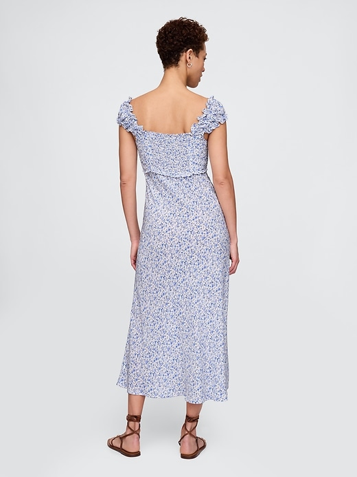 maxikleid aus crêpe mit herzausschnitt