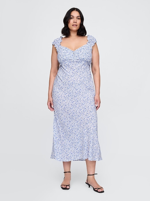 maxikleid aus crêpe mit herzausschnitt