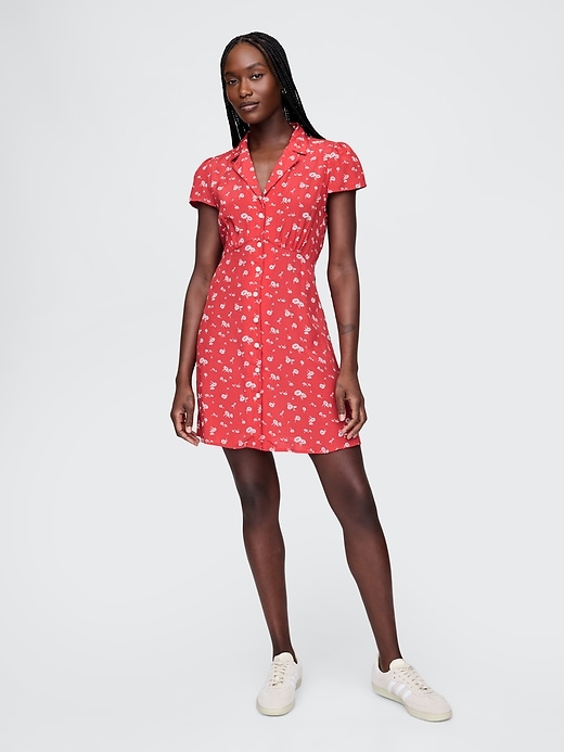 minikleid aus crêpe mit blumenmuster