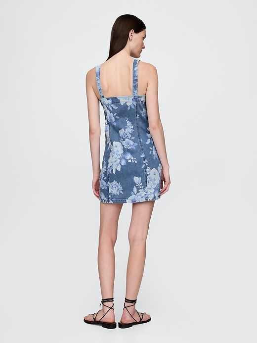 jeans-minikleid mit blumenmuster