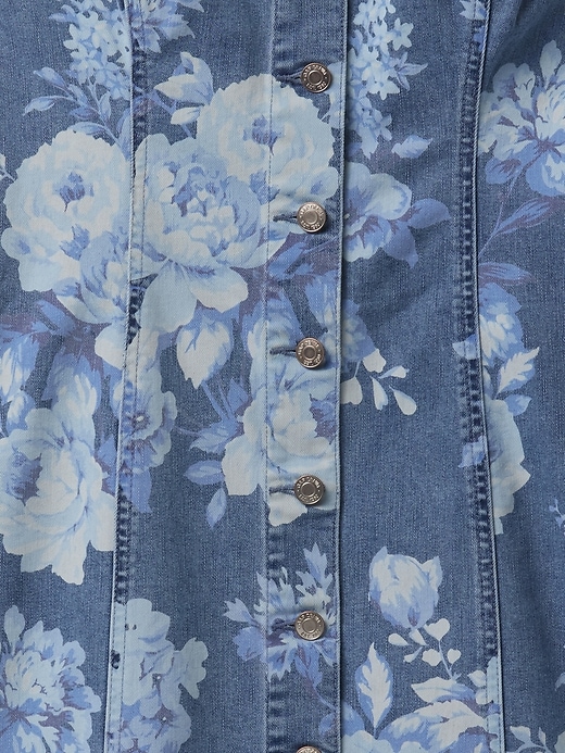 jeans-minikleid mit blumenmuster