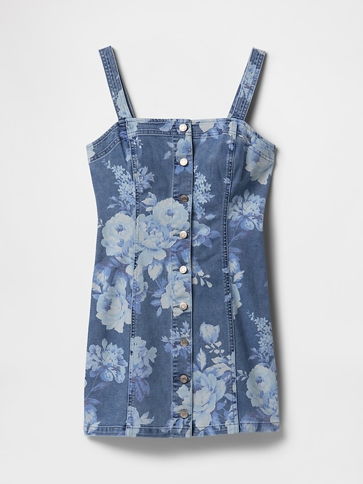 jeans-minikleid mit blumenmuster