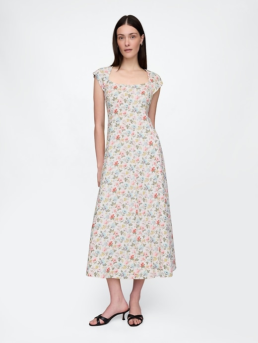 maxikleid aus leinenmischung mit kurzen Ärmeln