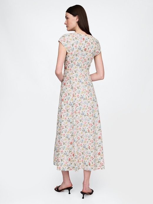 maxikleid aus leinenmischung mit kurzen Ärmeln