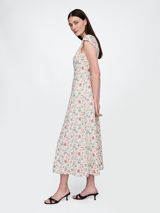 maxikleid aus leinenmischung mit kurzen Ärmeln