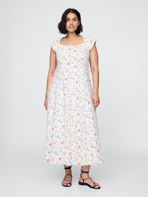 maxikleid aus leinenmischung mit kurzen Ärmeln