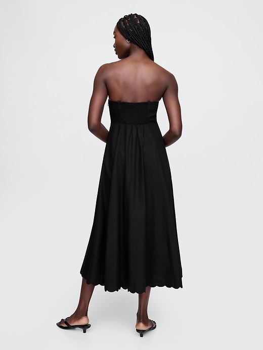midikleid aus leinenmischung mit muschelsaum
