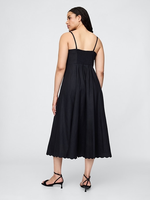 midikleid aus leinenmischung mit muschelsaum