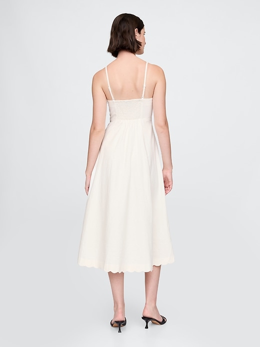 midikleid aus leinenmischung mit muschelsaum