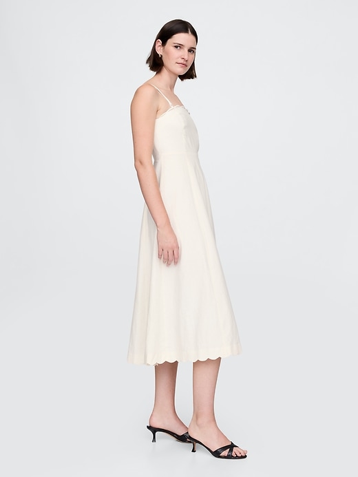 midikleid aus leinenmischung mit muschelsaum