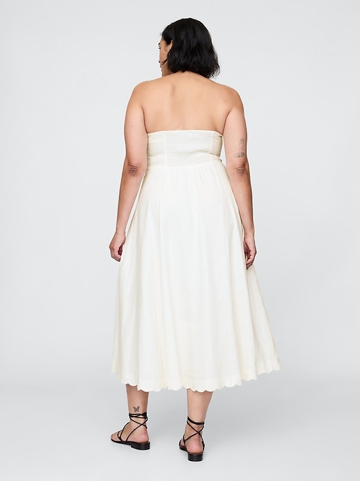 midikleid aus leinenmischung mit muschelsaum