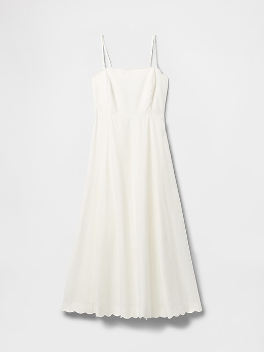 midikleid aus leinenmischung mit muschelsaum