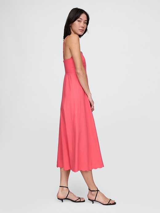 midikleid aus leinenmischung mit muschelsaum