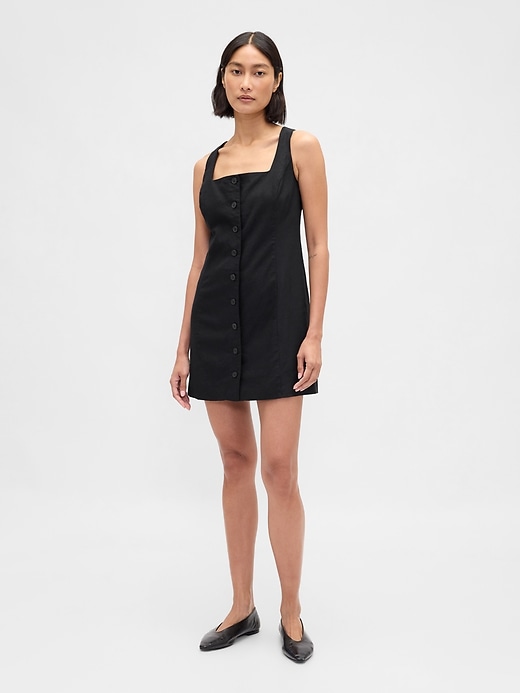 minikleid aus leinenmischung mit knopfleiste