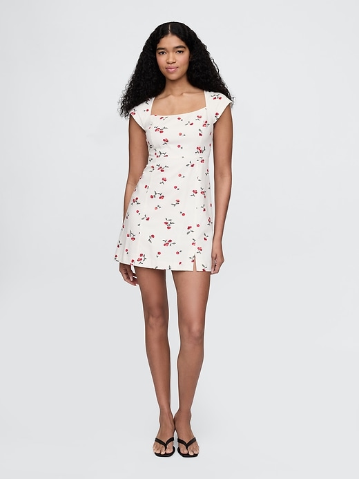 minikleid aus leinenmischung mit kurzen Ärmeln