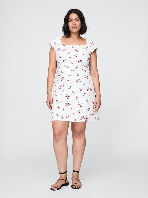minikleid aus leinenmischung mit kurzen Ärmeln